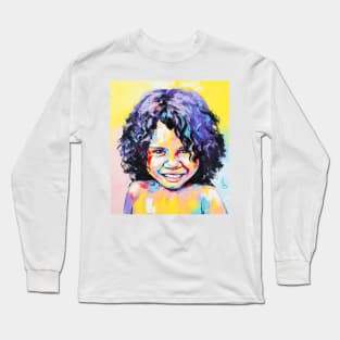 Portrait of a girl with dark hair on a bright background. Long Sleeve T-Shirt